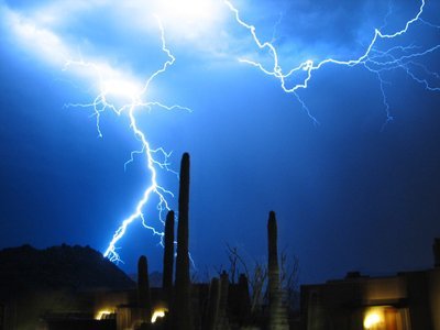 Lightning during cocktails and cigars at the Scottsdale Four Seasons.